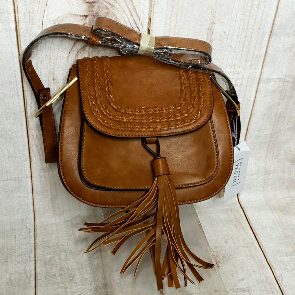 NWT Calin Collection Brown Crossbody Purse Vegan Peta Approved